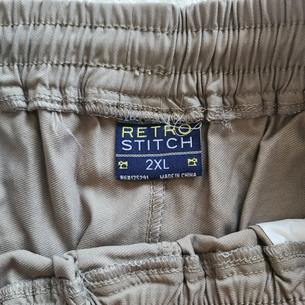 Retro Stitch Mens Khaki Utility Jogger Pants 2XL Water Resistant Techwear Taped